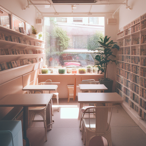 analog-style-interior-building-coffee-shop-bookshelves-on-walls-cafe-tables-plants-on-shelves-in-36646711